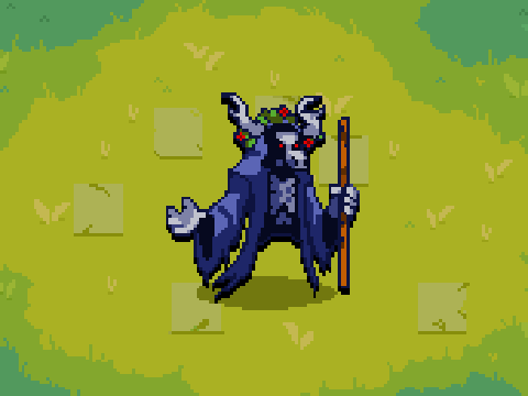 Pixel art character artwork: Hollowhorn Shaman Design